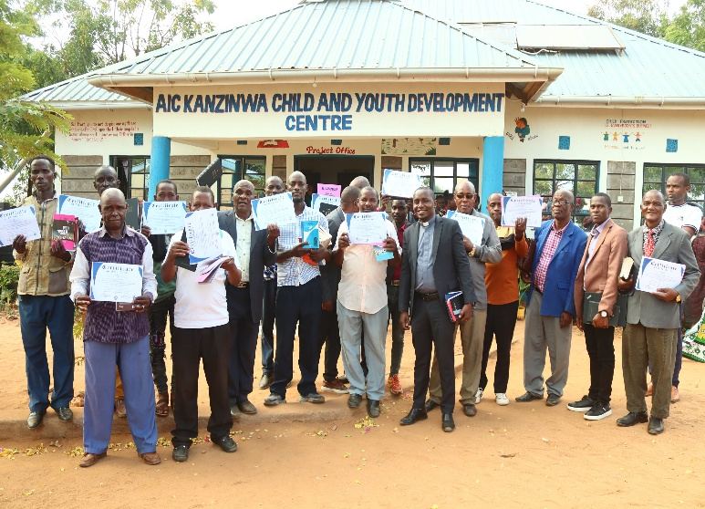 Group photo of trained church leaders at AIC Kanzinwa CDC