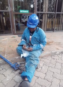 Wayua Karumba on a technical assignment